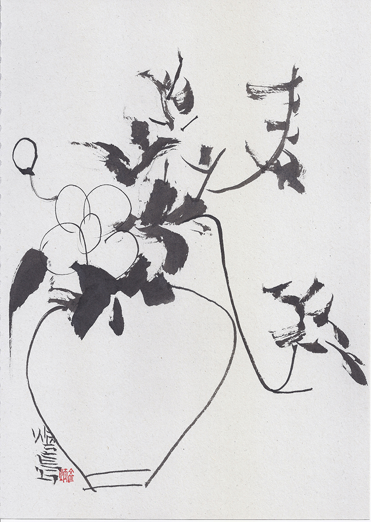 블랙 플라워 드로잉