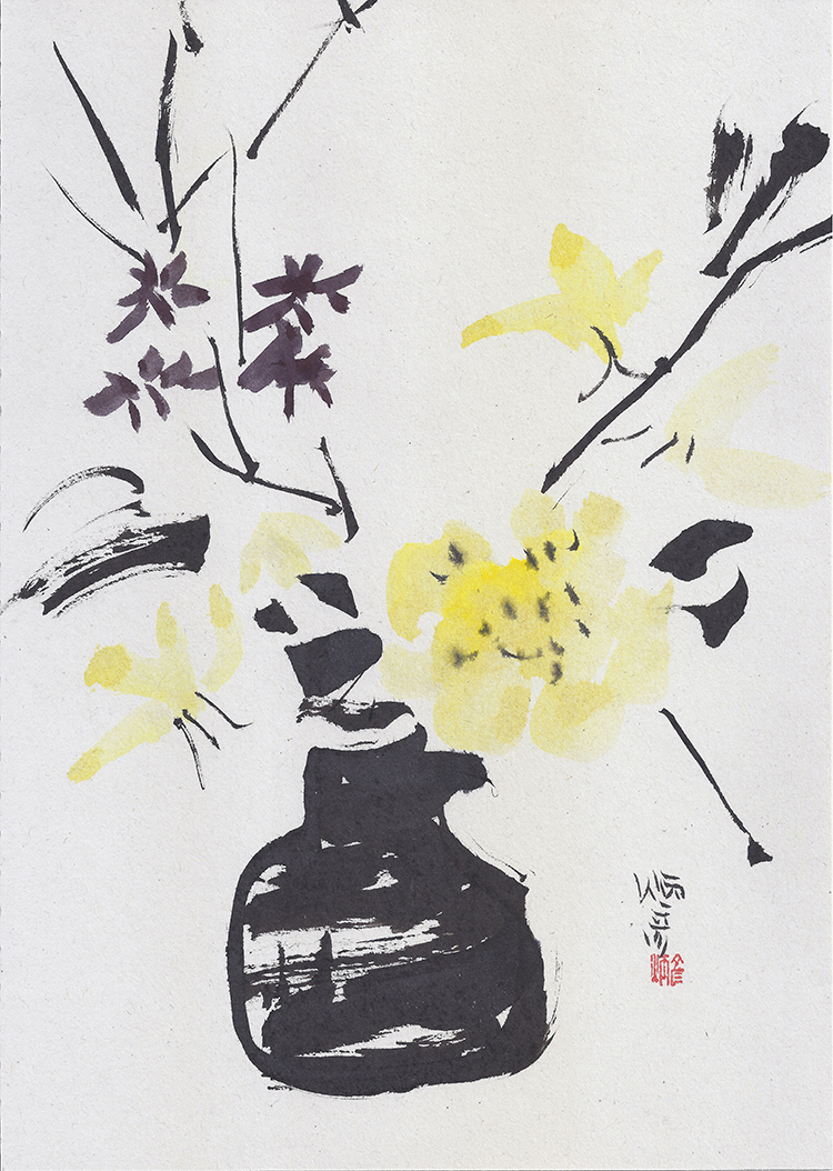 블랙 플라워 드로잉