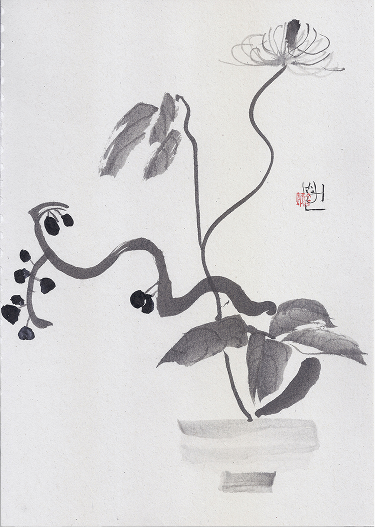 블랙 플라워 드로잉