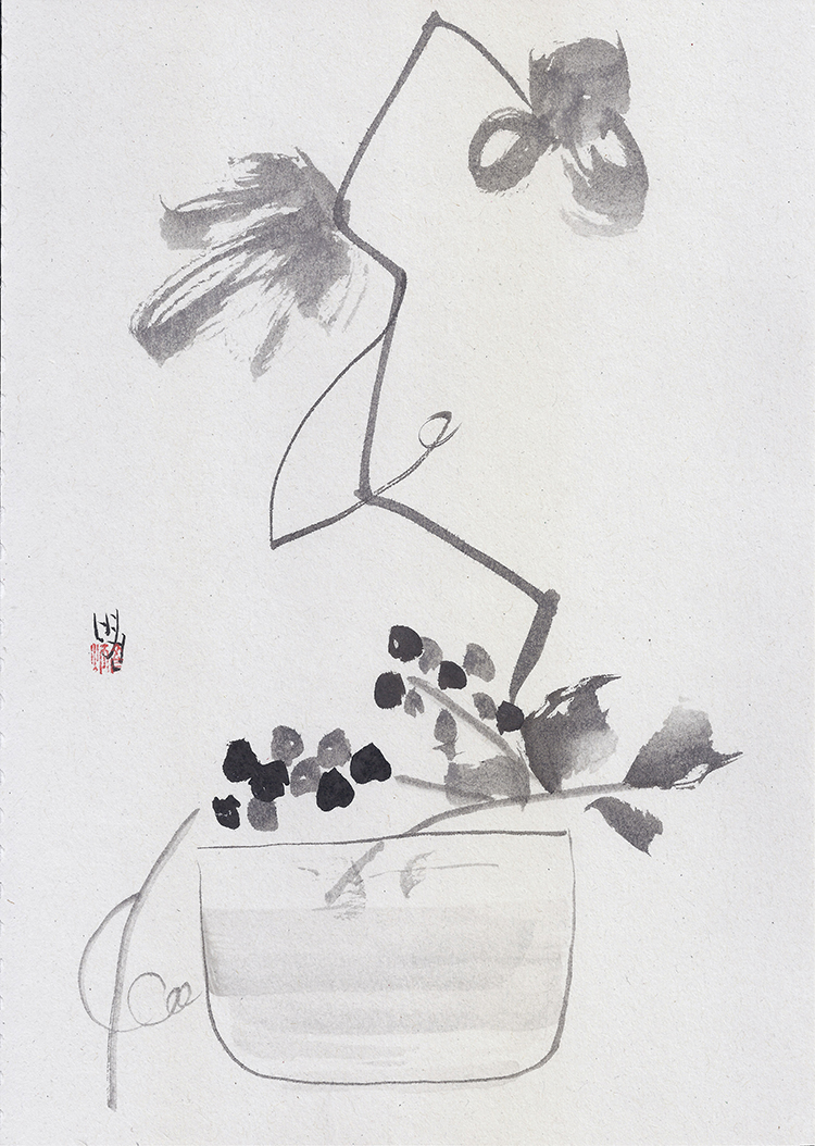 블랙 플라워 드로잉