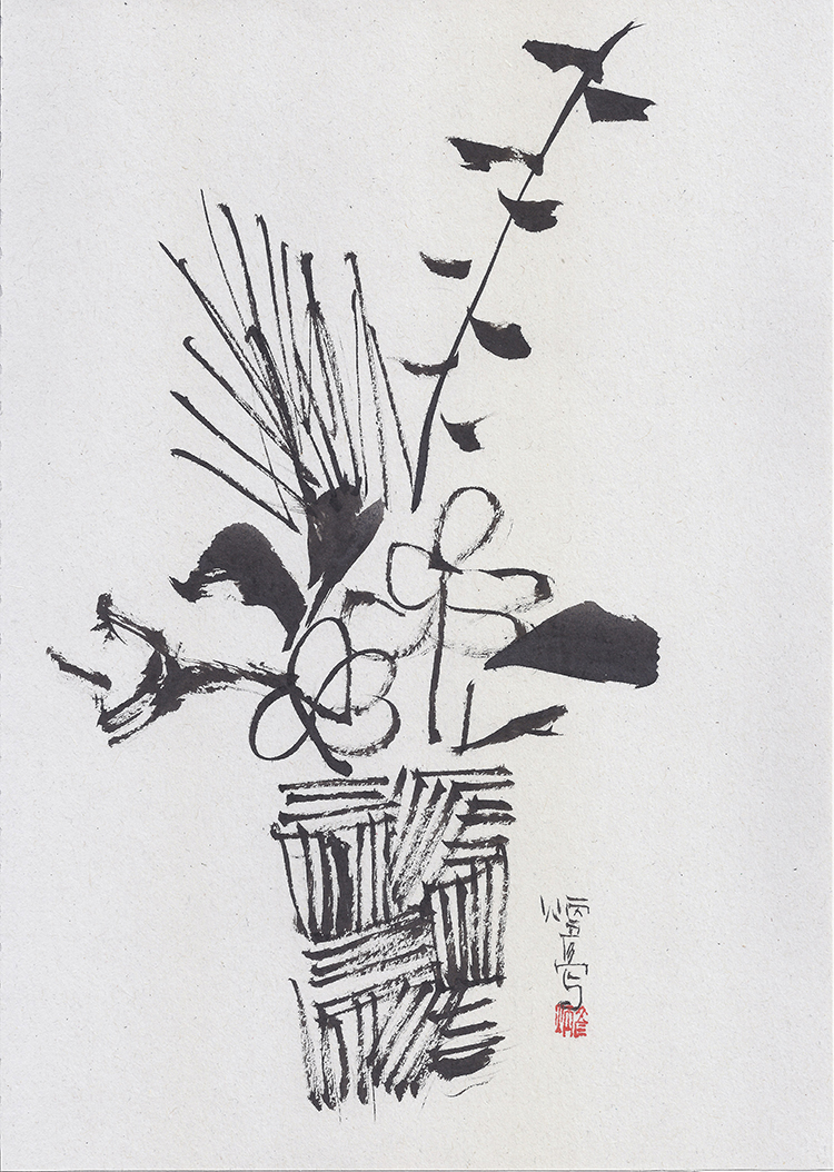 블랙 플라워 드로잉