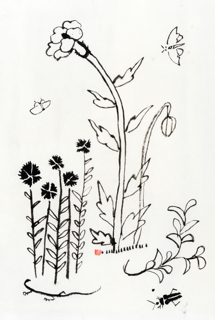 Structure Drawing, 2016, ink_on_paper, 38x25cm — Jang Byeong Eun (Eastbrush, 張炳彥), stage_2_structure_extraction_drawing, extracted_from:Cho-chung-do, process_chain_id:SSR2016