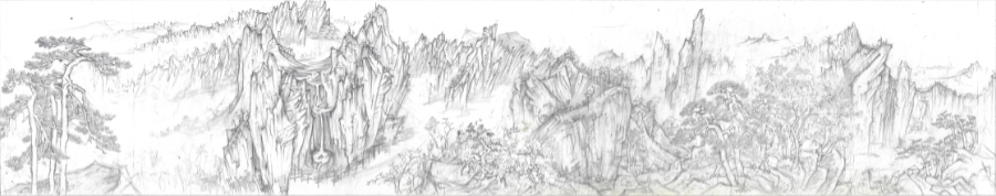 Edited_Landscape–Study_for_Geumgangsan_Painting, 2016, study_2, pencil_on_paper, 14.7x75.7cm — Jang Byeong Eun (Eastbrush, 張炳彥), Geumgangsan, chapter_05