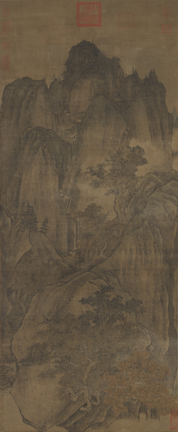 Guan_Tong, Evening_Colors_over_Autumn_Mountains, mid_10th_century, Late_Five_Dynasties, ink_on_silk — National_Palace_Museum_Taipei, structural_source_for:chapter_05