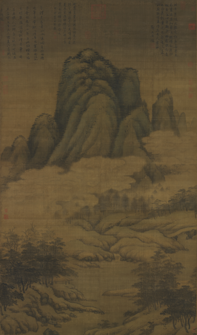 Gao Kegong, Cloud-girdled Peaks, Yuan_Dynasty, ink_and_color_on_silk — National Palace Museum Taipei, structural_source_fragment_for:EL2020