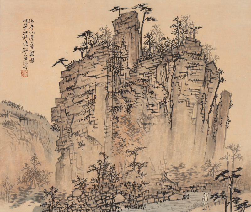 Landscape after Kim Hong-do Sainam, undated, unsorted_state, ink_and_light_color_on_paper, 46x54cm — 장병언/Jang Byeong Eun/張炳彥/Eastbrush, chapter_07