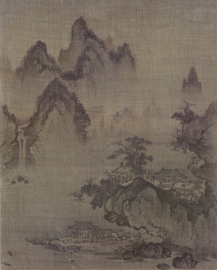 전 안견, One Leaf from the Eight Views of the Four Seasons, 15th_century, joseon, ink_on_silk — National Museum of Korea, structural_source_for:chapter_08